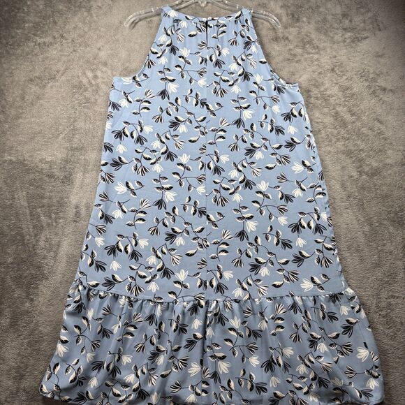 J. Jill Wearever Collection Breeze Flounce Hem Midi Dress Floral Blue Sz MP F142 - Picture 4 of 10